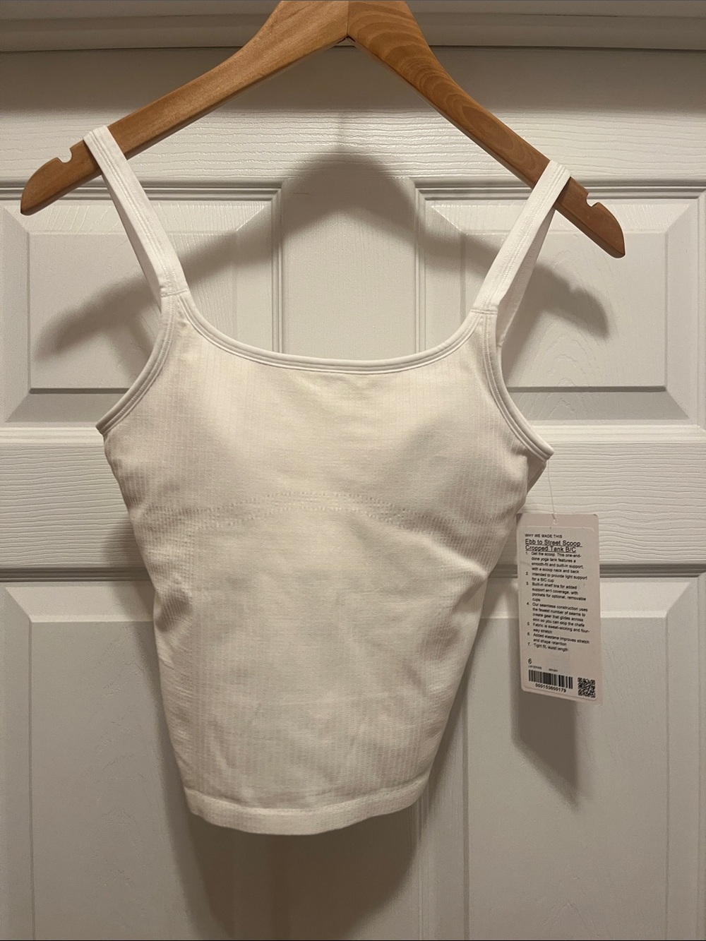 NWT Lululemon Ebb to Street scoop tank with inside bra white
